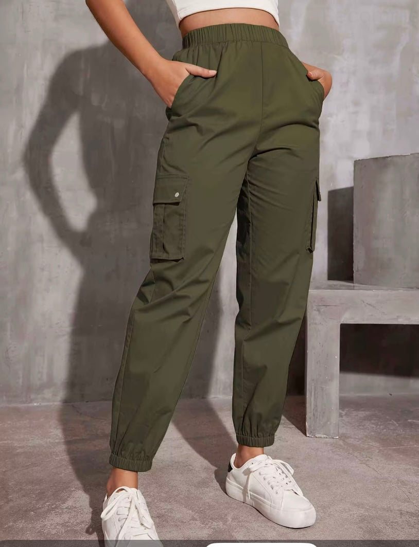 High waist Multi Color Cargo Pants